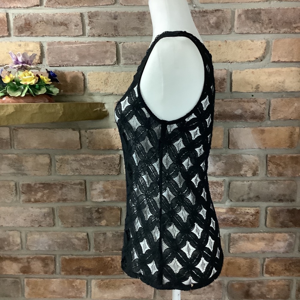 ANN TAYLOR LOFT Sheer Black-Lace Tank Top 123 - Picture 2 of 9